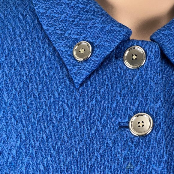 Randy Kemper Blue Textured Button Front Cropped Jacket size 14 - Picture 4 of 11